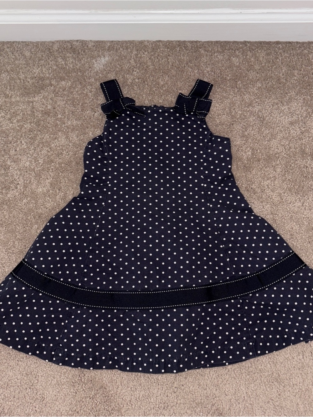 Girl’s Gymboree Navy and White Polka Dot Sundress 4T